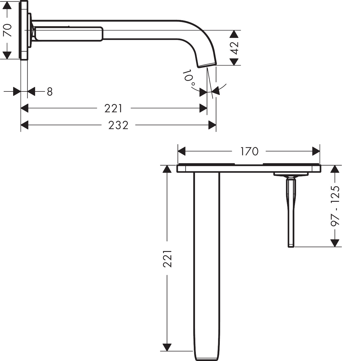 36114000 AXOR Citterio E Single lever basin mixer for concealed installation with plate, wall mounted