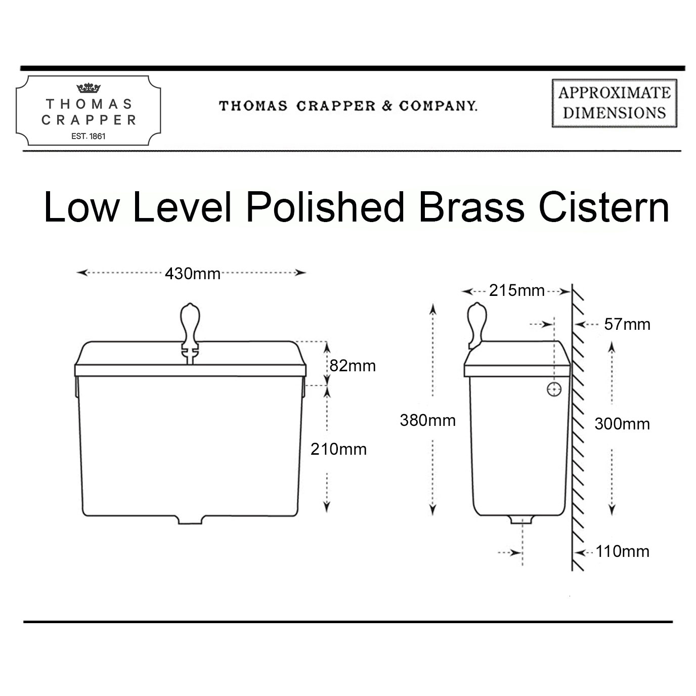 West One Bathrooms Online – Low Level Polished Brass Cistern – tech
