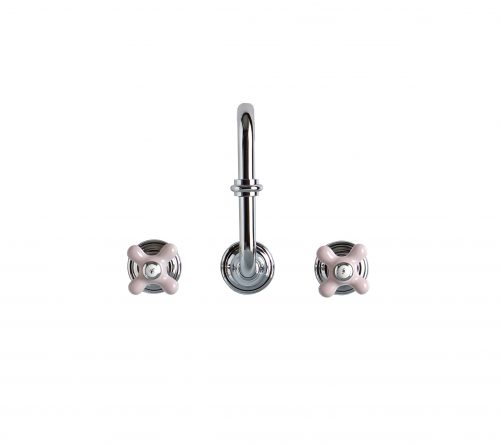 West One Bathrooms Cut Out Brassware 3 hole Chrome with Pink