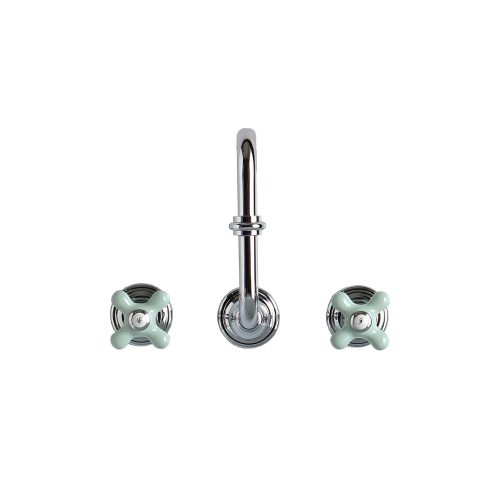 west one bathrooms online Chrome And Green 3 hole Basin Mixer Broadway